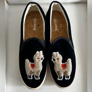 Soludos Women’s Navy Suede Slip-On Llama Slippers